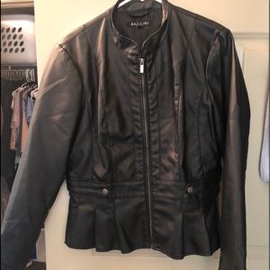 black leather jacket